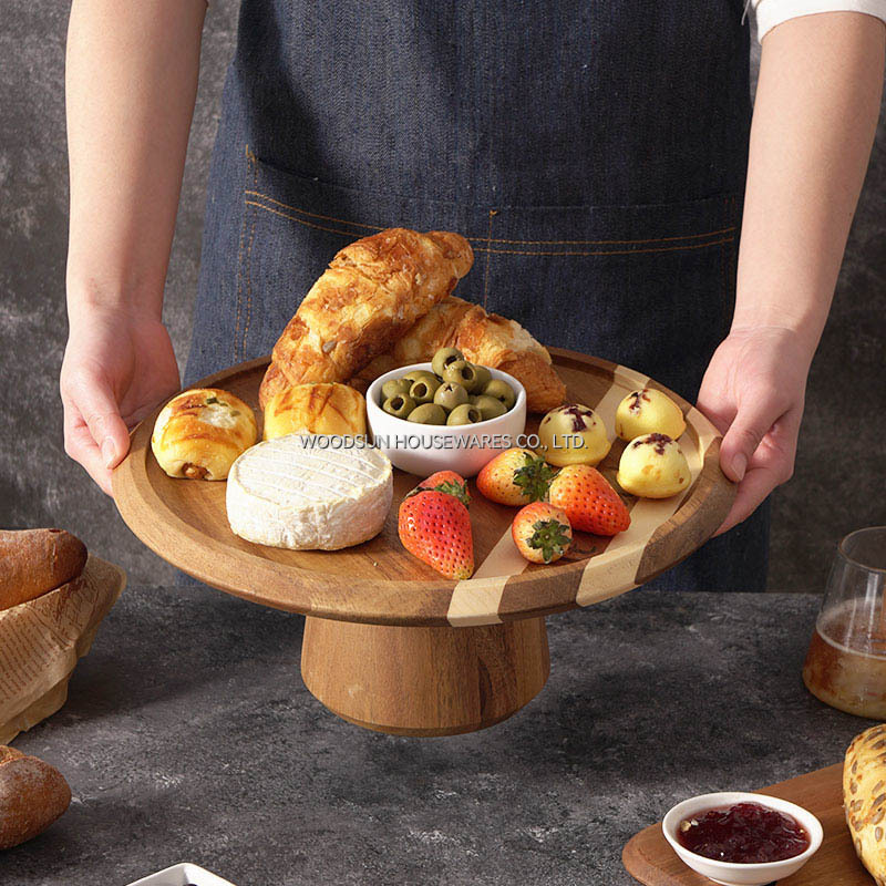 Woodsun Ein Kuchen Aus Holz Natural Acacia Wooden Wedding Cake Stand Dessert Serving Tray Display Stands Plate