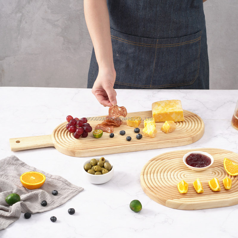 WOODSUN Custom Wooden Cutting Board Chopping Block Charcuterie Serving Board With Handle