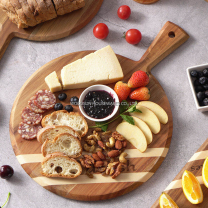 Woodsun Acacia Wood Chopping Block Poplar Cutting Pizza Serving Board Houten Pizzabord