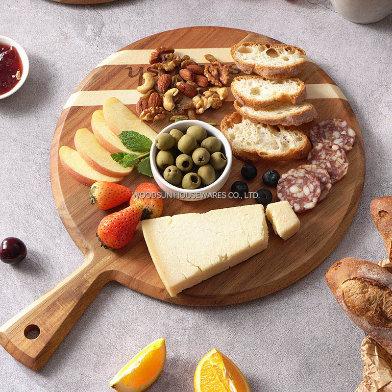 Woodsun Acacia Wood Chopping Block Poplar Cutting Pizza Serving Board Houten Pizzabord