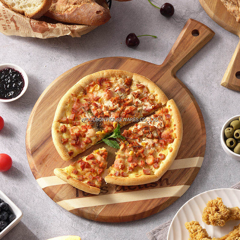 Woodsun Acacia Wood Chopping Block Poplar Cutting Pizza Serving Board Houten Pizzabord