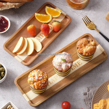 Woodsun Acacia Wood Snack Plates for Christmas Gift