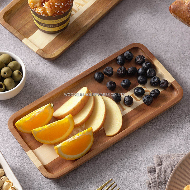 Woodsun Acacia Wood Snack Plates for Christmas Gift