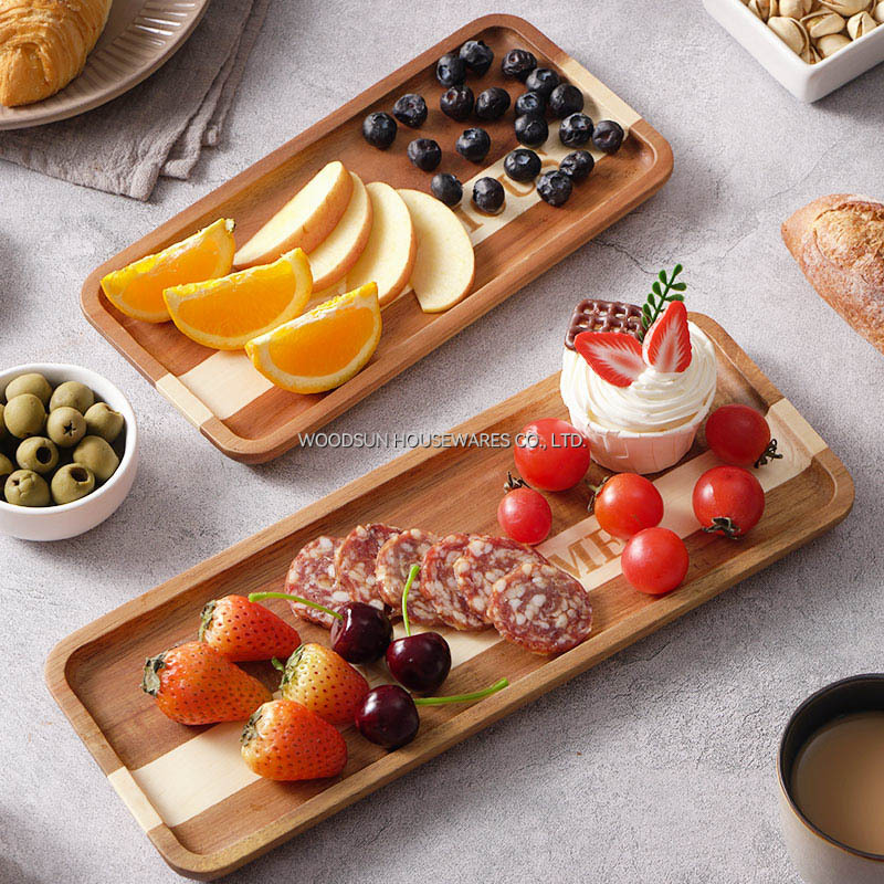 Woodsun Acacia Wood Snack Plates for Christmas Gift