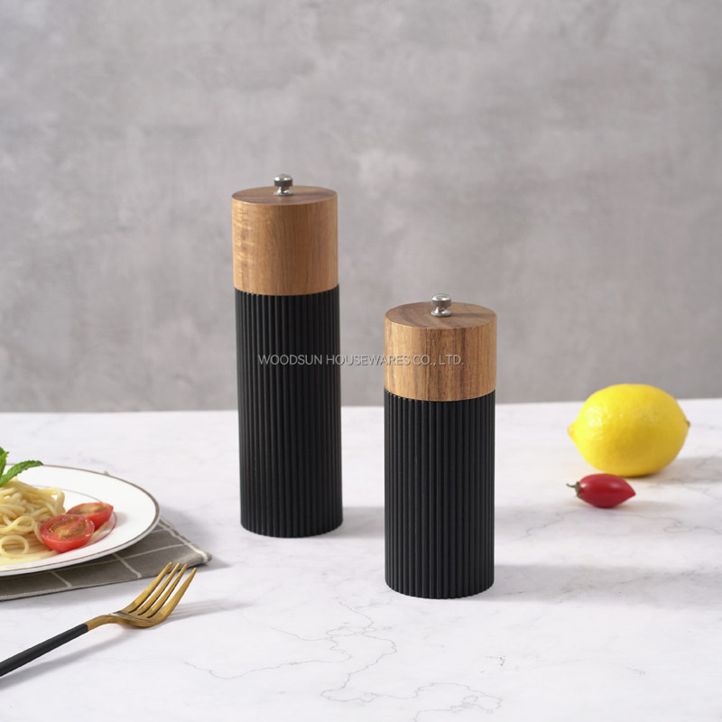 Woodsun Elegant Groove Design Manual Pepper Grinder Mill Wooden