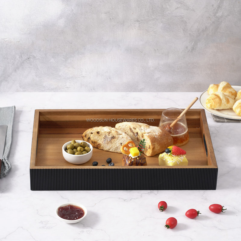 WOODSUN 2024 New Arrivals Acacia Wood Restaurant Serving Tray Wood With Handles