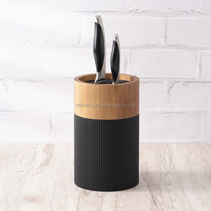 WoodSun Manufacturer Wholesale Acacia Wooden Block Knife Holder Round