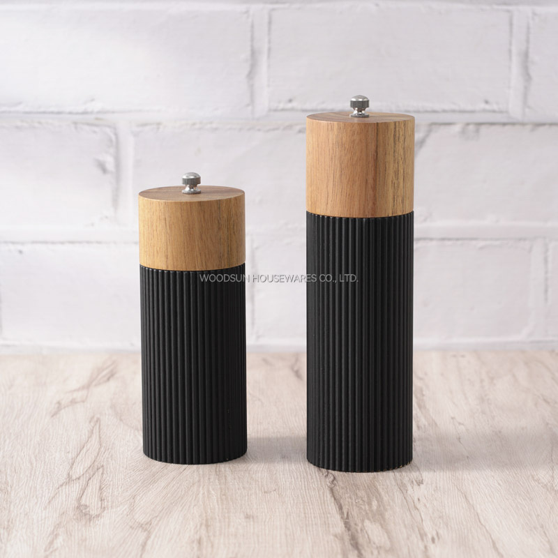 Woodsun Elegant Groove Design Manual Pepper Grinder Mill Wooden