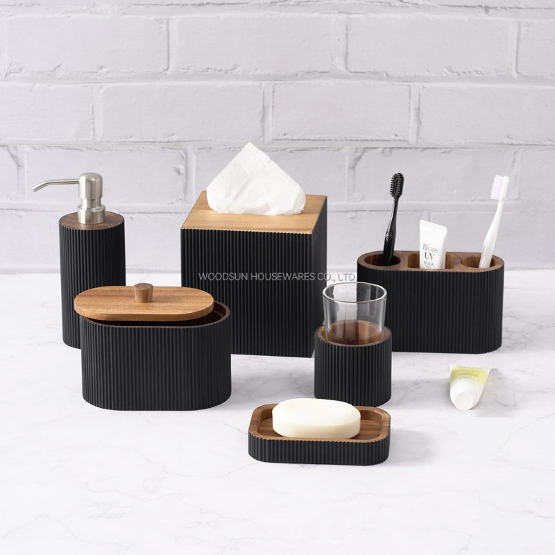 Woodsun Toothbrush Rack Bathroom Accessory Set With Soap Box Lotion Dispenser Kit Bathroom Set