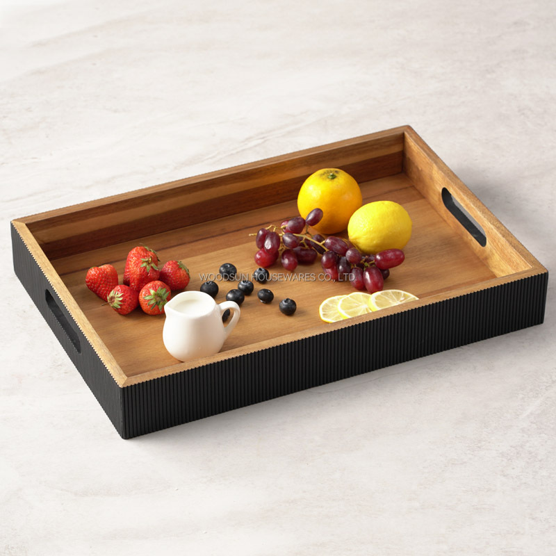 WOODSUN 2024 New Arrivals Acacia Wood Restaurant Serving Tray Wood With Handles