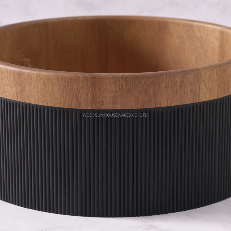 WOODSUN Custom Manufacturer Wooden Mixing Salad Bowl Acacia Wood Bowl