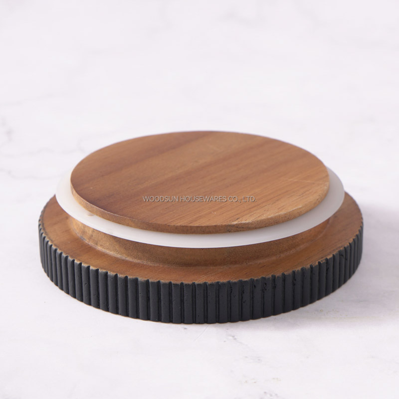 Woodsun Acacia Wood Kitchen Food Storage Containers Glass Canister