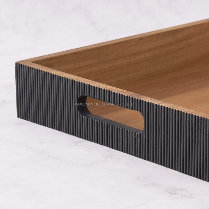 WOODSUN 2024 New Arrivals Acacia Wood Restaurant Serving Tray Wood With Handles
