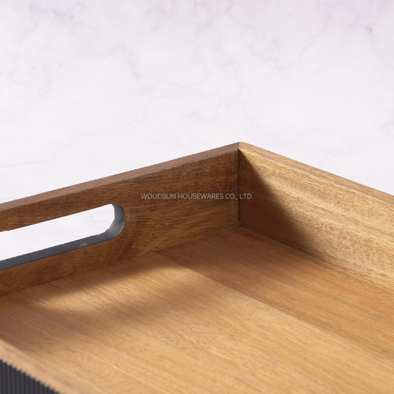 WOODSUN 2024 New Arrivals Acacia Wood Restaurant Serving Tray Wood With Handles