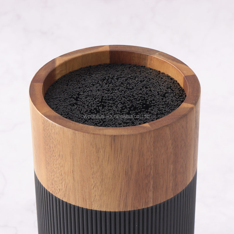 WoodSun Manufacturer Wholesale Acacia Wooden Block Knife Holder Round