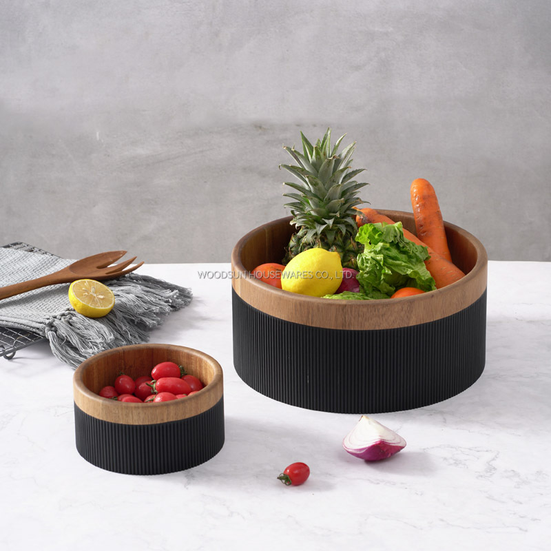 WOODSUN Custom Manufacturer Wooden Mixing Salad Bowl Acacia Wood Bowl