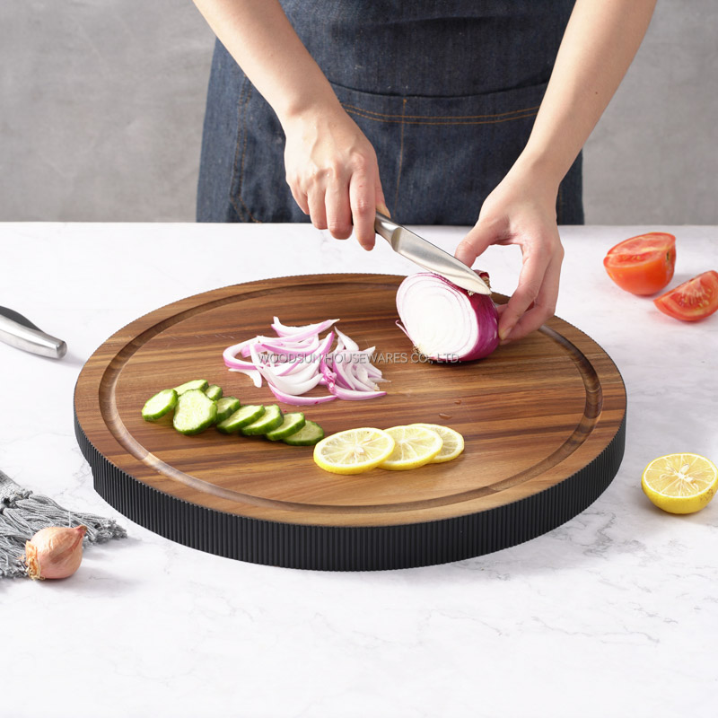 Woodsun Manufacturer Wood Round Cutting Board With Handle