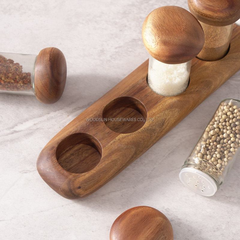Oem/Odm Glass Spice Jar Rack Organiser Acacia Wood Spice Tray Drawer Organizer Kitchen Spice Rack For Countertop