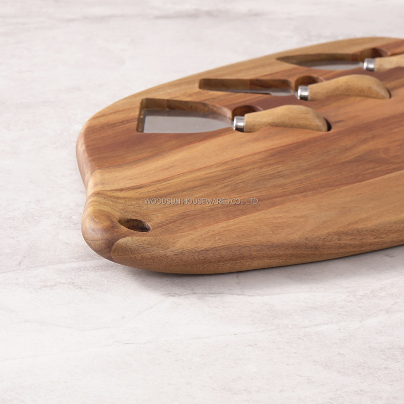 Woodsun Custom Manufacturer Acacia Wood Natural Cheese Charcuterie Board