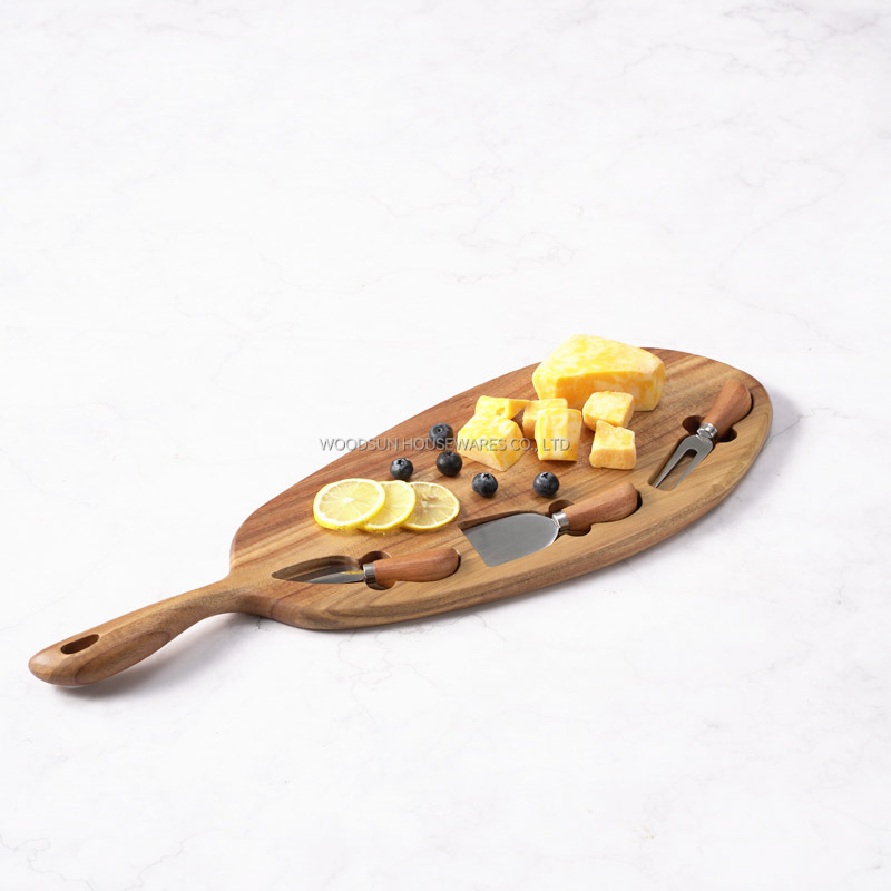 Woodsun Wooden Charcuterie Board With Knife Set Cutting Cheese Cheese Board