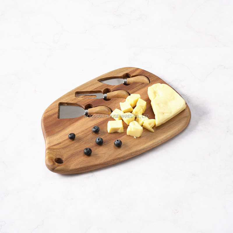Woodsun Custom Manufacturer Acacia Wood Natural Cheese Charcuterie Board