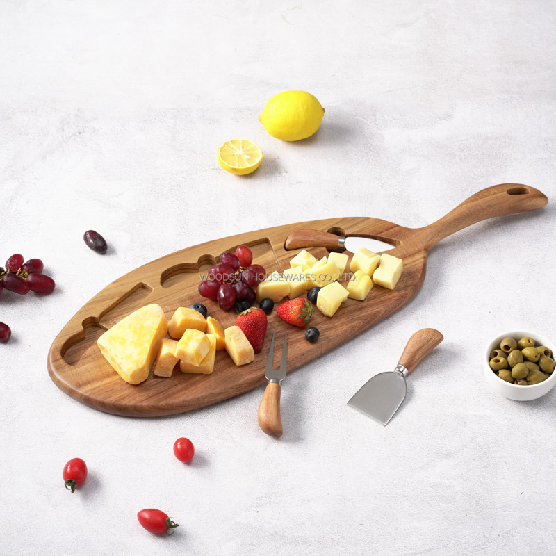 Woodsun Wooden Charcuterie Board With Knife Set Cutting Cheese Cheese Board
