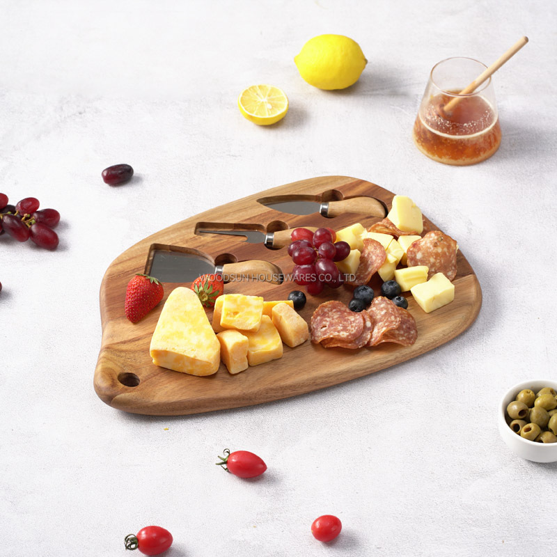 Woodsun Custom Manufacturer Acacia Wood Natural Cheese Charcuterie Board