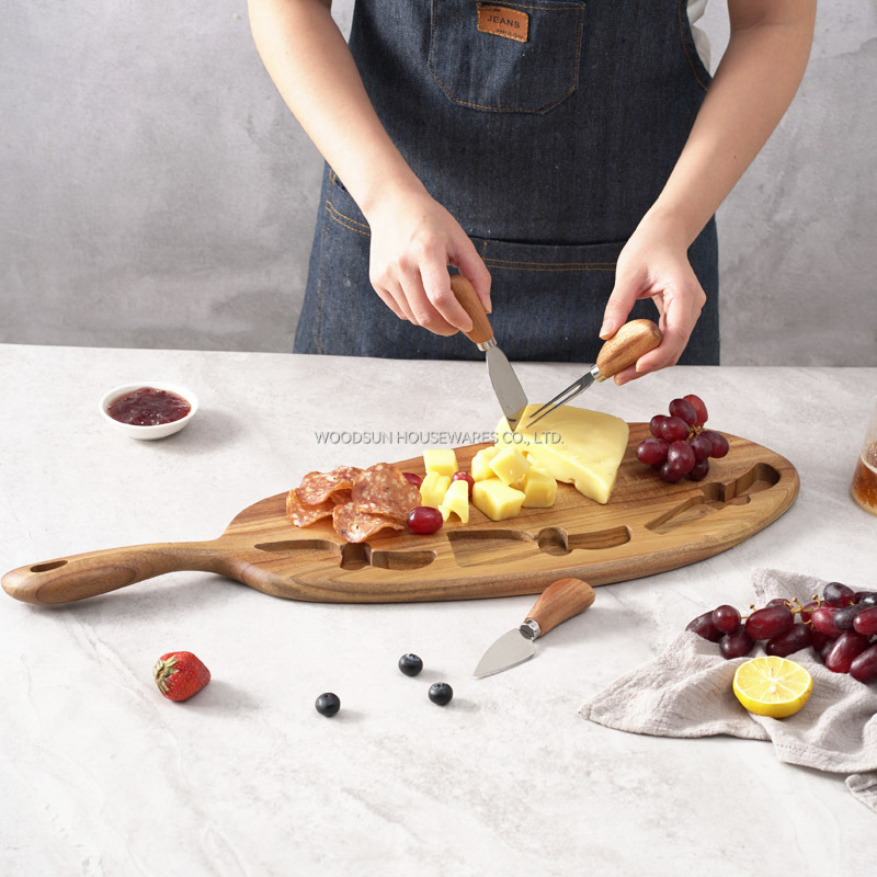 Woodsun Wooden Charcuterie Board With Knife Set Cutting Cheese Cheese Board