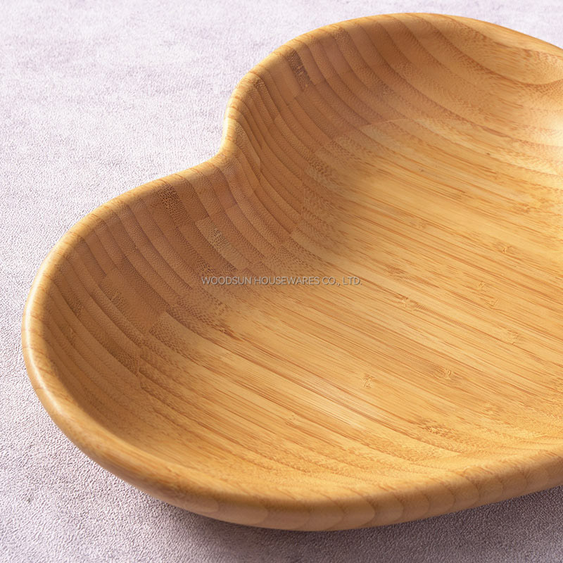 Woodsun Custom Heart Shaped Eco Friendly Wholesale Organic Bamboo Plates