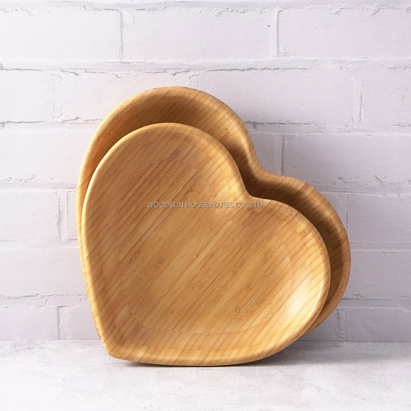 Woodsun Custom Heart Shaped Eco Friendly Wholesale Organic Bamboo Plates