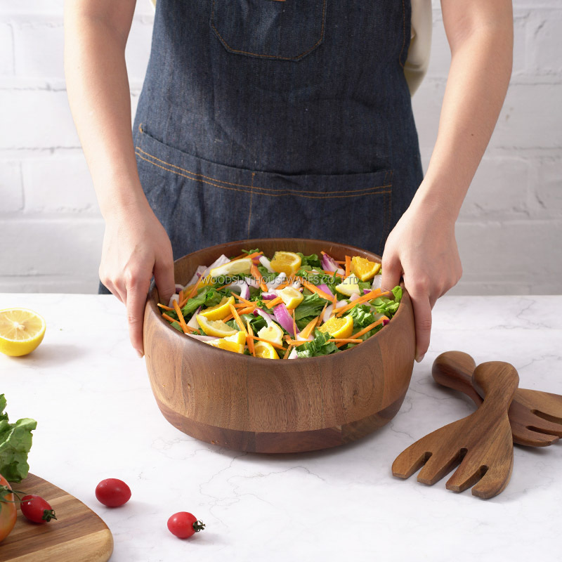 Woodsun Professional Supplier Acacia Wood Plates Salad Bowl Food