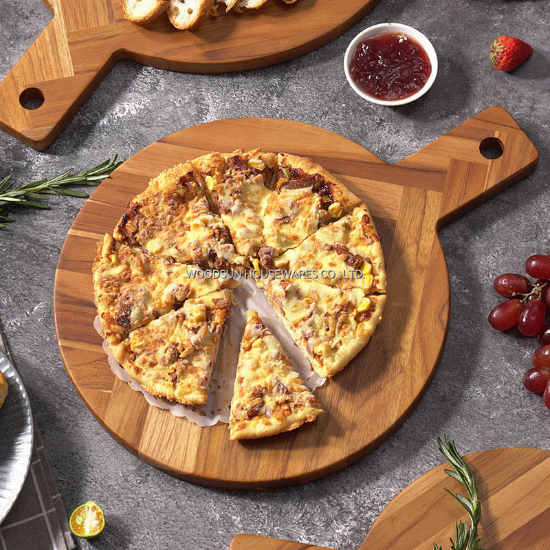Woodsun Pizza Wooden Board Round Wood Pizza Serving Board