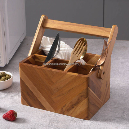 Woodsun Custom Manufacturer Cutlery Set Basket Fruit Bread Wood Gift Basket for 2025