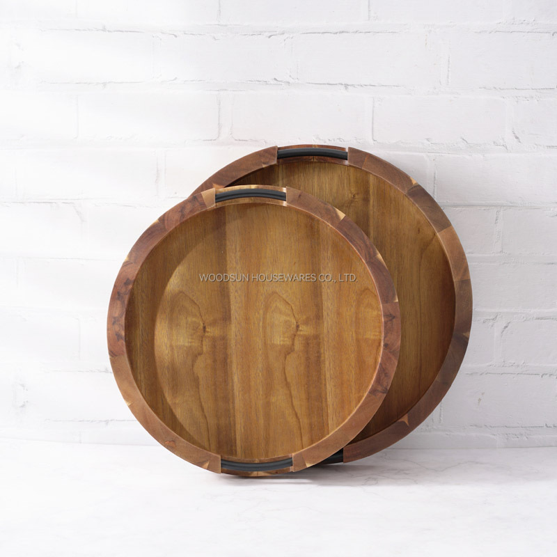 WOODSUN 2025 Divided Wooden Kitchen Serving Tray Restaurant With Handles