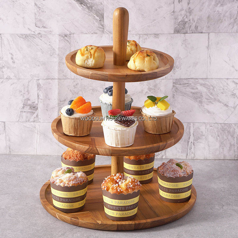 Woodsun Snack Display Wooden Cake Stand Cake Plate