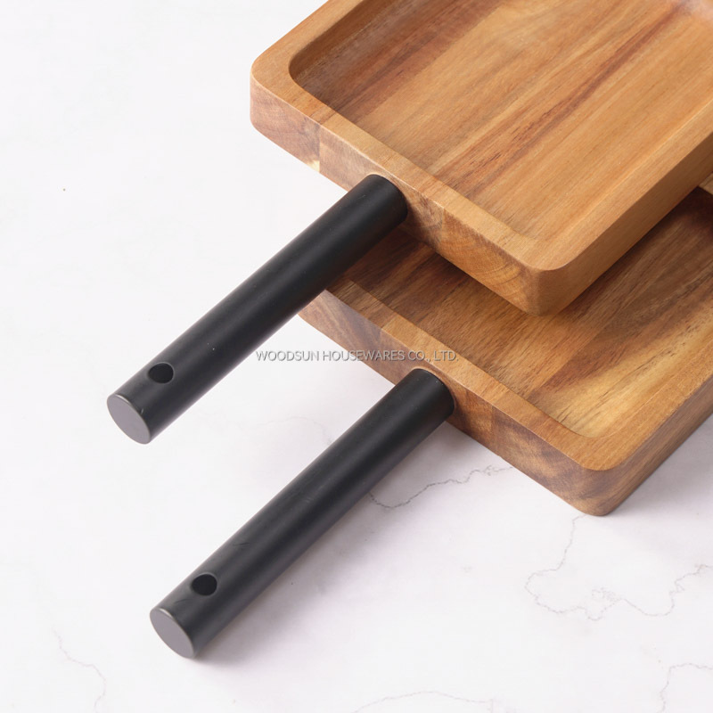 Wooden Grids Divided Wood Serving Plate Acacia Wood Plates Serving Tray For Snacks