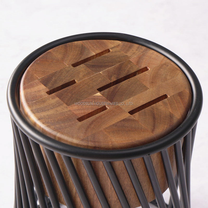 WoodSun Wood and Tube Structure Chef Knife Block Kitchen Knife Block Holder Wood