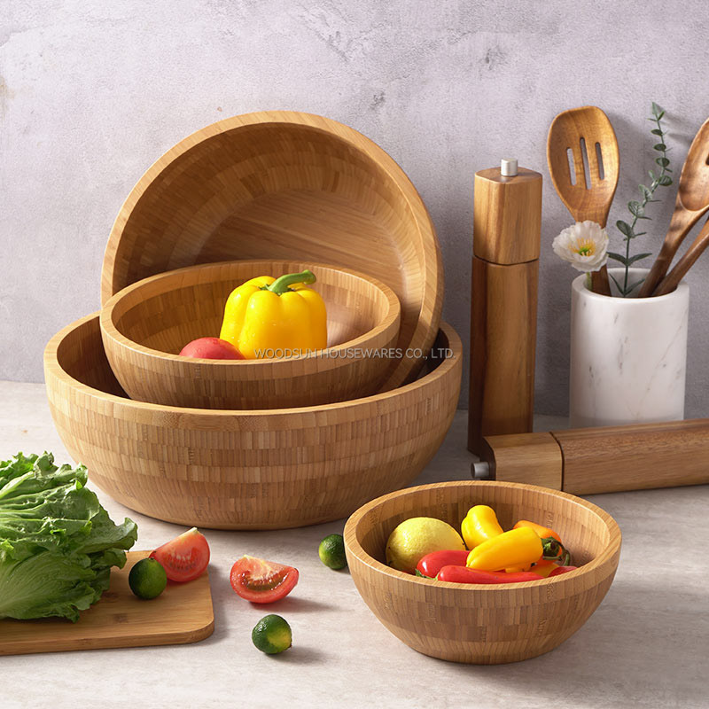 Woodsun Factory Kitchen Accessories Bamboo Salad Fruit Bowl Large