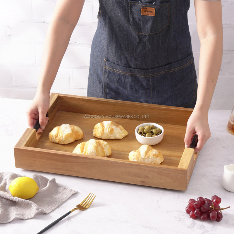 WOODSUN 2025 Divided Vegetable Serving Tray With Handle Wooden Serving Tray