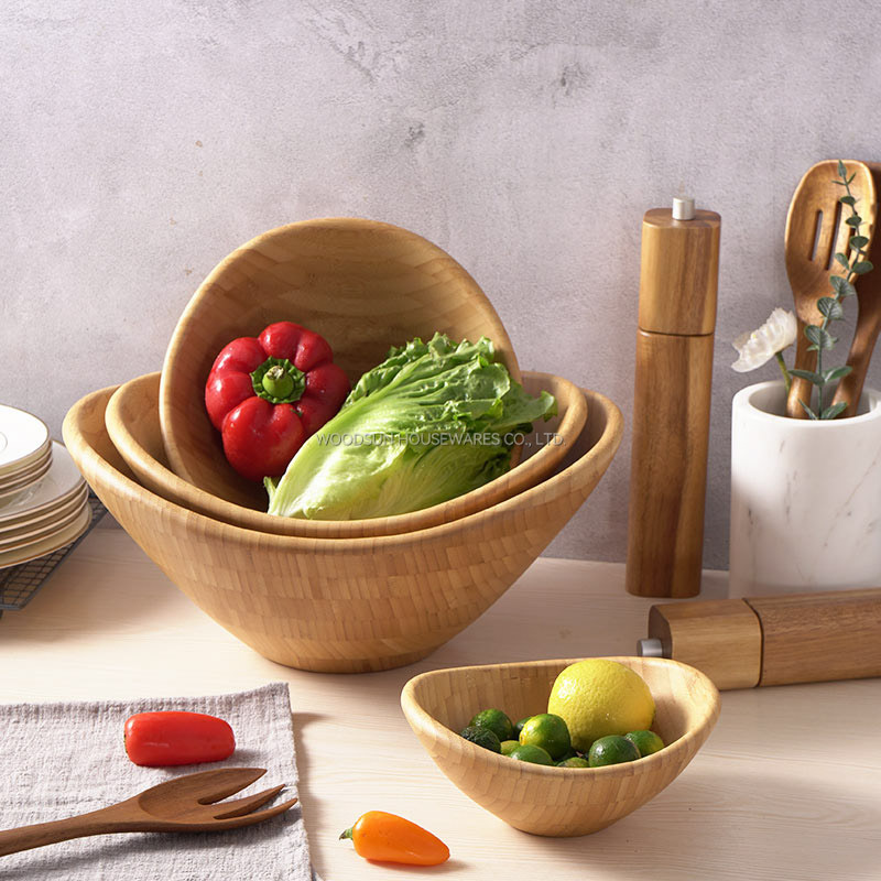Woodsun Bamboo Salad Bowl Bamboo Fruit Food Bowl For Sale