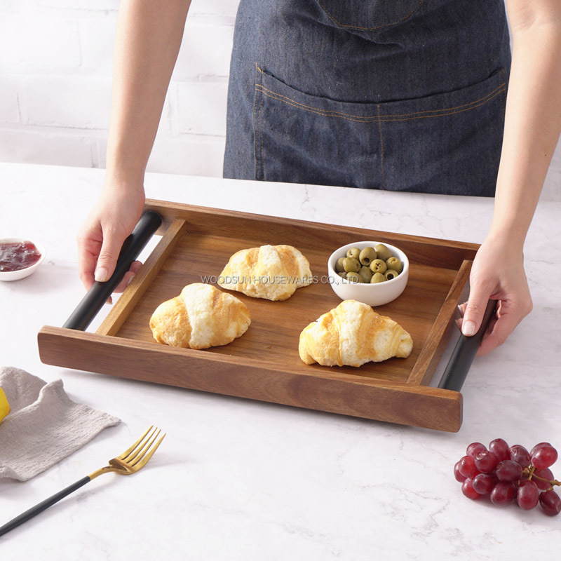 WOODSUN 2025 New Arrivals Custom Wooden Luxury Tray Serving Home Decorative Modern Serving Tray