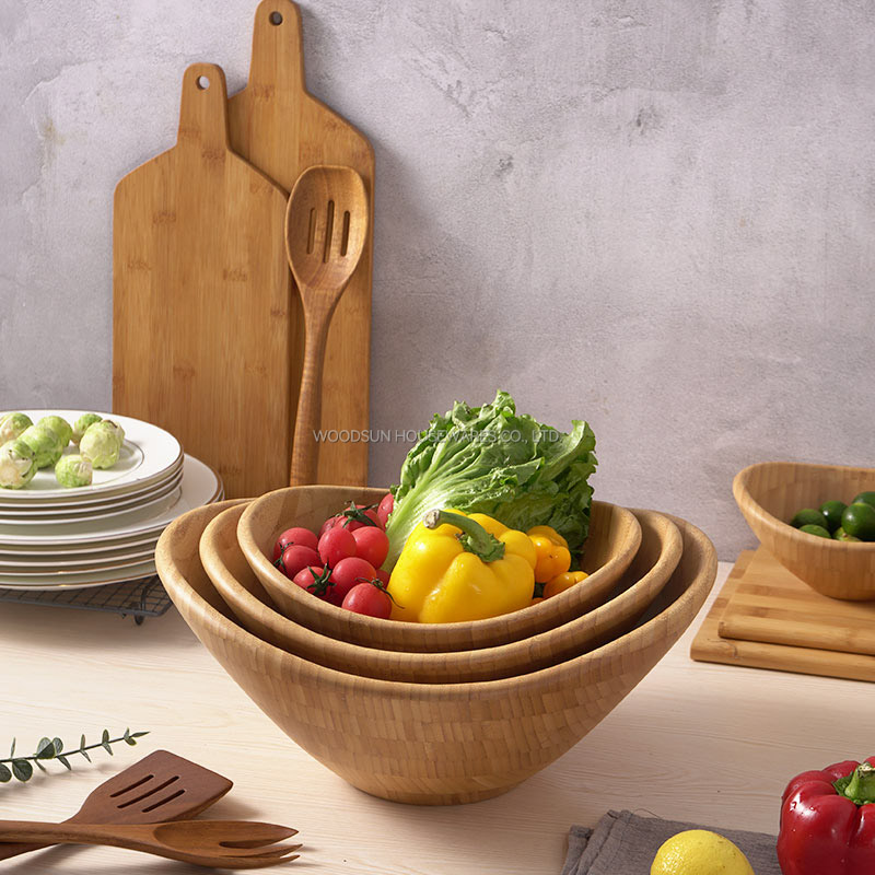 Woodsun Bamboo Salad Bowl Bamboo Fruit Food Bowl For Sale