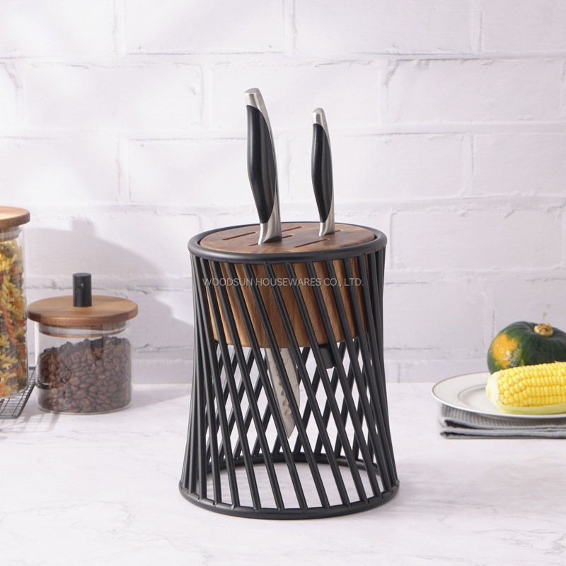 WoodSun Wood and Tube Structure Chef Knife Block Kitchen Knife Block Holder Wood