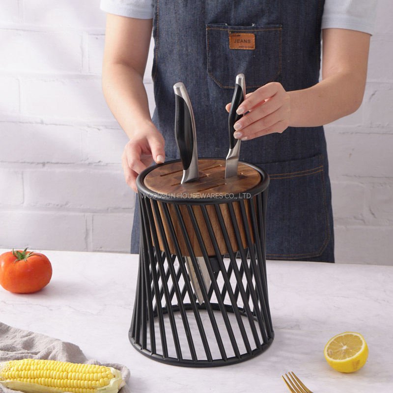 WoodSun Wood and Tube Structure Chef Knife Block Kitchen Knife Block Holder Wood