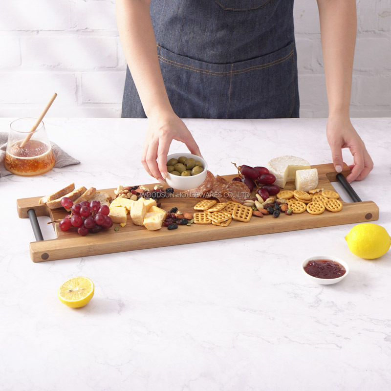 Woodsun Wood and Tube Structure Custom Long Serving Board Wooden Acacia Cutting Board