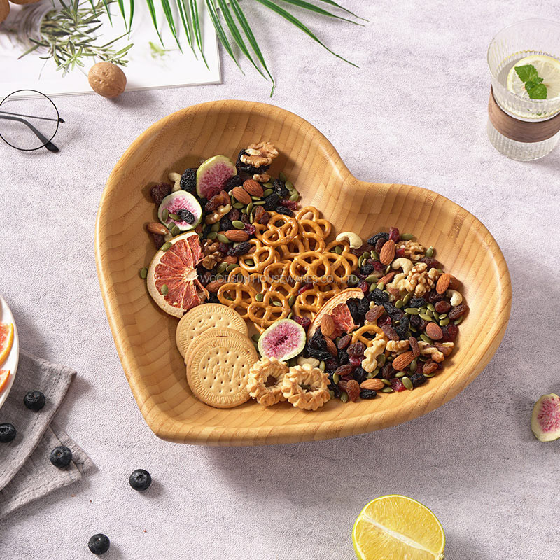 Woodsun Custom Heart Shaped Eco Friendly Wholesale Organic Bamboo Plates