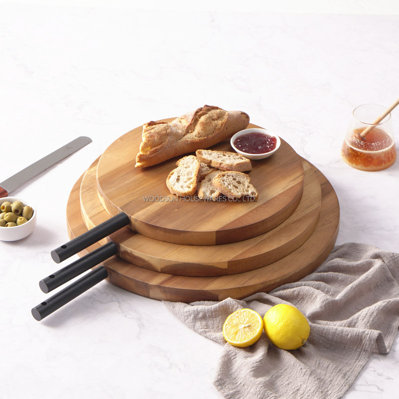 Woodsun Wood and Tube Structure Multifunctional Pizza Cutting Board Acacia Wood
