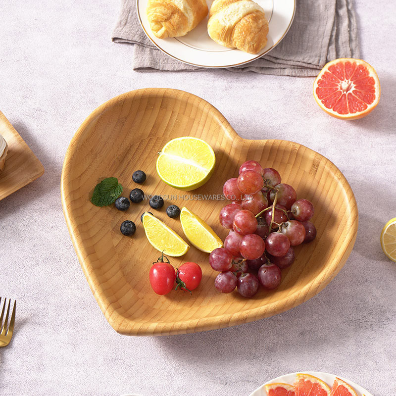 Woodsun Custom Heart Shaped Eco Friendly Wholesale Organic Bamboo Plates