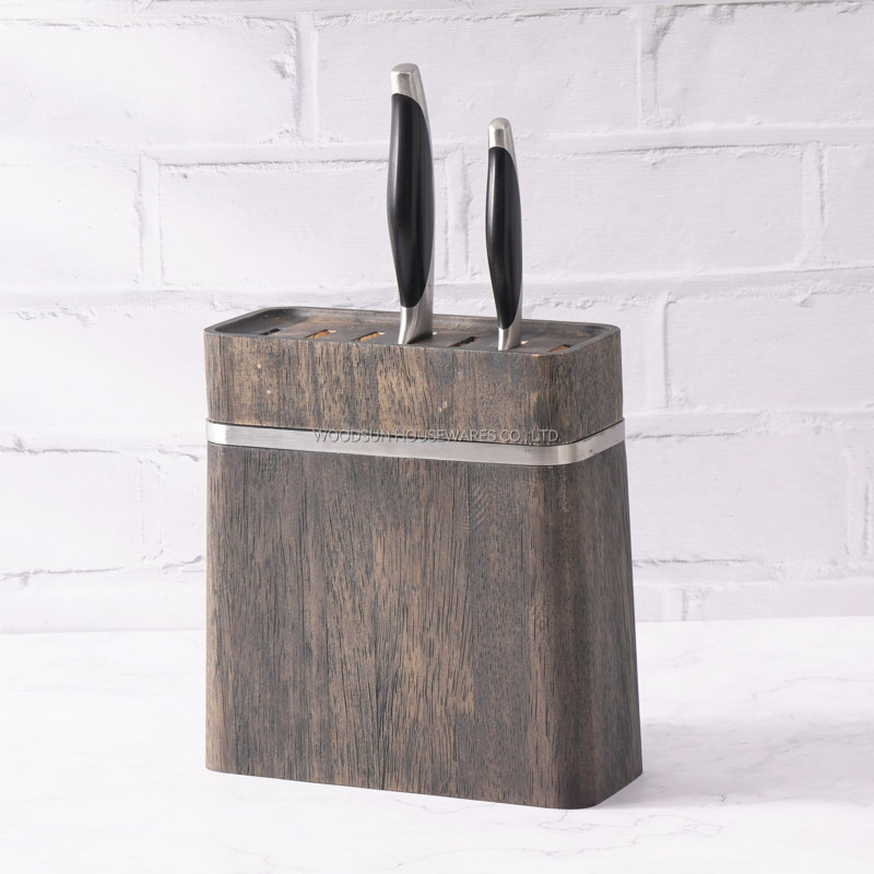 WoodSun Wooden Knife Block Space Saver Knife Holder Kitchen