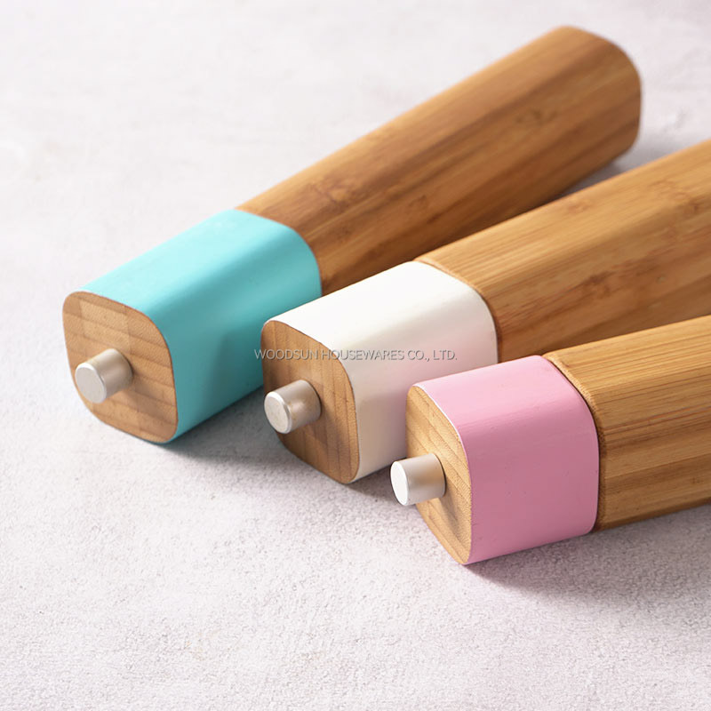Woodsun Eco Friendly Bamboo Manual Salt And Pepper Mill Salt Grinder